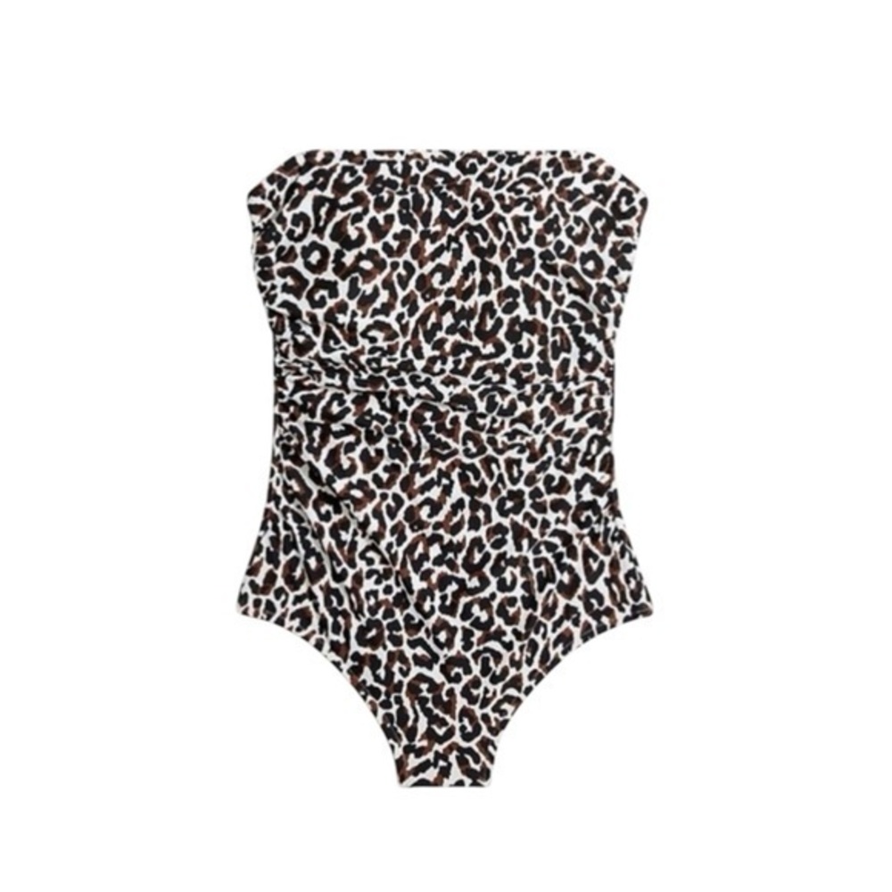 J.Crew Women's Leopard Strapless Padded One-Piece Swimsuit